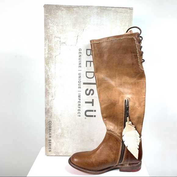 Bed Stu Manchester Tan Rustic Lace Camel Up Boots NIB - Picture 2 of 8